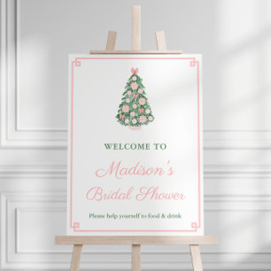 Preppy Pink Green Christmas Bridal Shower Welcome Foam Board
