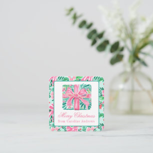 Preppy Pink & Green Christmas Present Enclosure Note Card