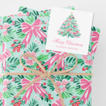 Preppy Pink & Green Christmas Tree Gift Enclosure Note Card<br><div class="desc">PreppyPrint.com - Celebrate Christmas in style! Add your personalized touch. Transfer this design onto the products of your choice too! Please visit my designer store,  PreppyPrint.com,  for coordinating items.</div>