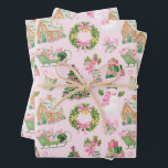 Preppy Pink & Green Christmas Wrapping Paper Sheets<br><div class="desc">PreppyPrint.com - This Christmas pattern brings a fresh, festive twist to traditional holiday designs. Featuring watercolor elements in vibrant shades of pink and green, it blends classic Christmas charm with a playful, modern palette. Transfer this design onto the products of your choice too! Please visit my designer store, PreppyPrint.com, for...</div>