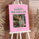 Preppy Pink Green Cute Bat Mitzvah Photo Welcome  Foam Board<br><div class="desc">Bold Retro Pink and Green Simple Cute Bat Mitzvah Custom Photo Welcome Sign</div>