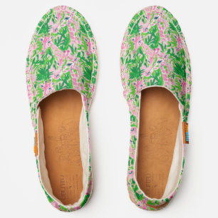 Preppy Pink Green Giraffes in the Jungle Espadrilles