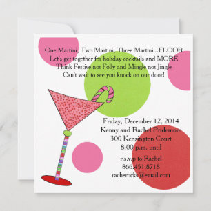Preppy Pink Green Holiday Cocktail Jingle Mingle Card