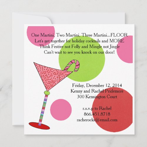 Preppy Pink Green Jingle Mingle Christmas Party Invitation