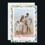 Preppy Pink & Green Ornaments Custom Photo Holiday Card<br><div class="desc">Add your photos to the front & back of this card,  change wording and more!</div>