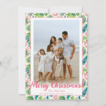 Preppy Pink & Green Ornaments Custom Photo Holiday Card<br><div class="desc">Add your photos to the front & back of this card,  change wording and more!</div>