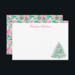 Preppy Pink & Green Palm Beach Christmas Tree Thank You Card<br><div class="desc">PreppyPrint.com - Celebrate Christmas in style! Add your personalized touch. Transfer this design onto the products of your choice too! Please visit my designer store,  PreppyPrint.com,  for coordinating items.</div>