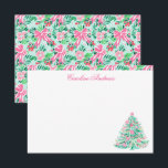 Preppy Pink & Green Palm Beach Christmas Tree Thank You Card<br><div class="desc">PreppyPrint.com - Celebrate Christmas in style! Add your personalized touch. Transfer this design onto the products of your choice too! Please visit my designer store,  PreppyPrint.com,  for coordinating items.</div>