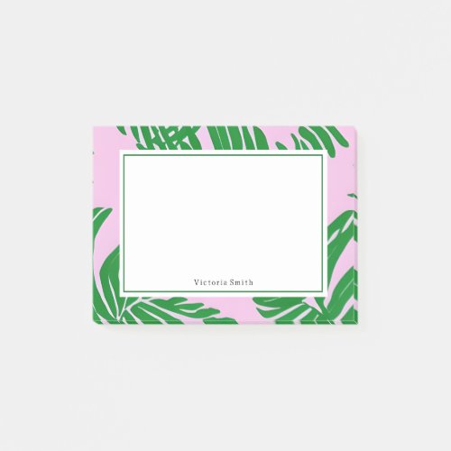 Preppy Pink Green Palm Tree Post_it Notes