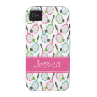 Preppy Pink Green Teal Tennis Pattern Personalized