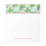 Preppy Pink Green Tropical Palm Tree Personalized Notepad