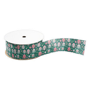 Preppy Pink & Green Ugly Christmas Sweaters Grosgrain Ribbon
