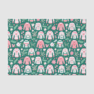 Preppy Pink & Green Ugly Christmas Sweaters Tissue Paper