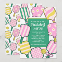 Preppy Pink Green & Yellow Pickleball