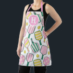 Preppy Pink Green & Yellow Pickleball Monogram Apron<br><div class="desc">PreppyPrint.com - Celebrate in style! Please visit my designer store,  PreppyPrint.com,  for coordinating items.</div>