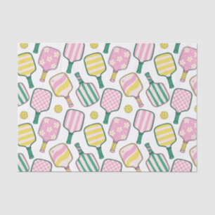 Preppy Pink Green & Yellow Pickleball Paddles Tissue Paper