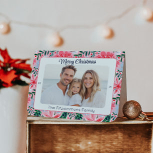 Preppy Pink Holiday Floral Photo