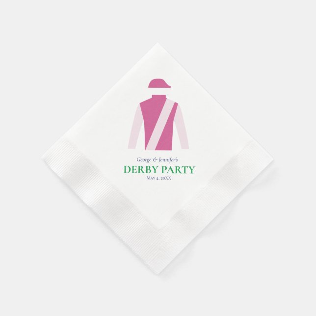 Preppy Pink Jockey Silks Derby Party Personalize Napkins (Corner)
