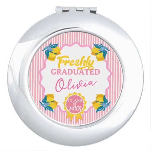 Preppy Pink Lemonade Graduation Custom Compact Mirror