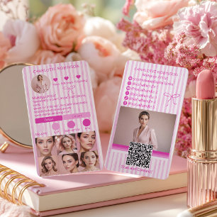 Preppy Pink Makeup beauty Social Media Influencer Business Card