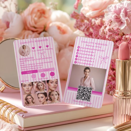 Preppy Pink Makeup beauty Social Media Influencer Business Card