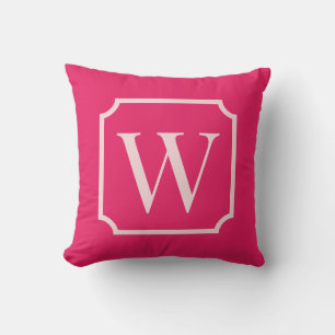 Preppy Pink Monogram Dorm Room Pillow