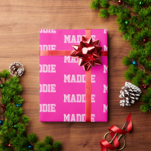 Preppy Pink Name Wrapping Paper