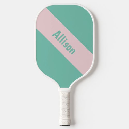 Preppy Pink on Green Pickleball Paddle with Name