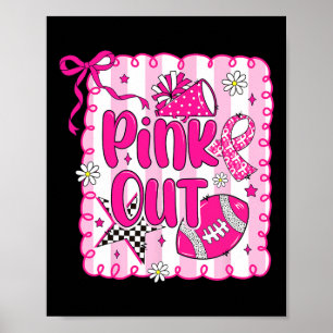 Preppy Pink Out Footll Coquette Breast Cancer Awar Poster