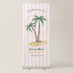 Preppy Pink Palm Beach Tropical Party Retractable Banner