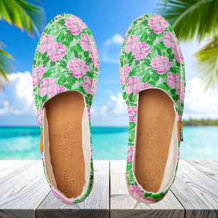 Preppy Pink Peonies / Elegant Floral Summer  Espadrilles