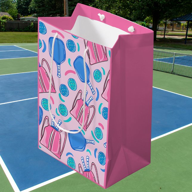 Preppy Pink Pickleball Pattern Medium Gift Bag (Creator Uploaded)