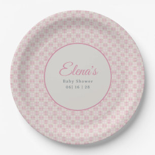 Preppy Pink Plaid Baby Shower Paper Plates