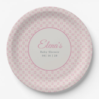 Preppy Pink Plaid Baby Shower  Paper Plates