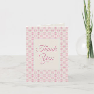 Preppy Pink Plaid Baby Shower Thank You  Card