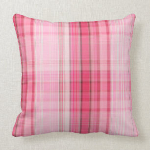 Preppy Pink Plaid Blush Madras Candy Pink Classic Throw Pillow