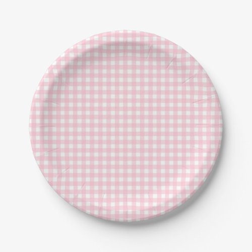 Preppy Pink Plaid Gingham Party Paper Plates