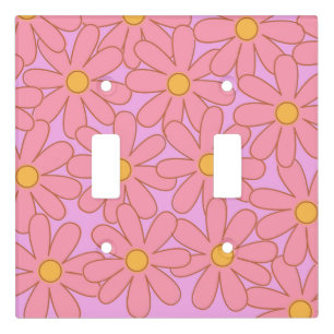 Preppy Pink Purple Floral Simple Flower Pattern Light Switch Cover