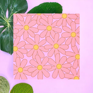 Preppy Pink Purple Floral Simple Flower Pattern Metal Print