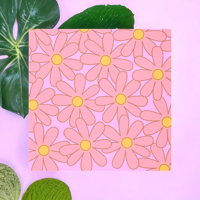 Preppy Pink Purple Floral Simple Flower Pattern Metal Print (Creator Uploaded)