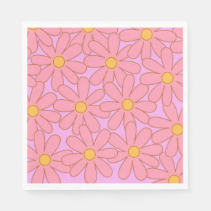 Preppy Pink Purple Floral Simple Flower Pattern Napkins