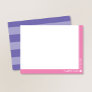 Preppy Pink Purple Stripes Cute Girly Personalized Note Card