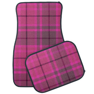 Preppy pink & purple tartan plaid car floor mat