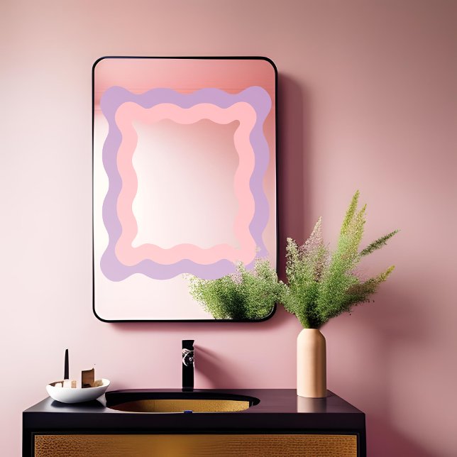 Preppy Pink Purple Wavy Rectangle Mirror Window Cling (Creator Uploaded)