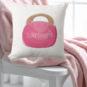 Preppy Pink Purse Custom Throw Pillow