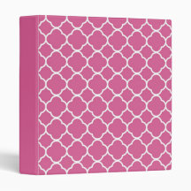 Preppy Pink Quatrefoil Binder