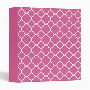 Preppy Pink Quatrefoil Binder
