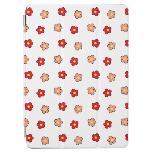 Preppy Pink Red Flower Pattern White Background iPad Air Cover