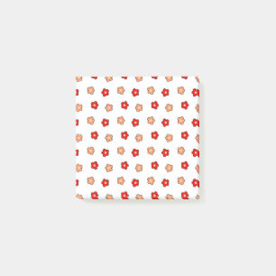 Preppy Pink Red Flower Pattern White Background Post-it Notes