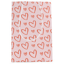 Preppy pink & red heart doodles - Love Valentines
